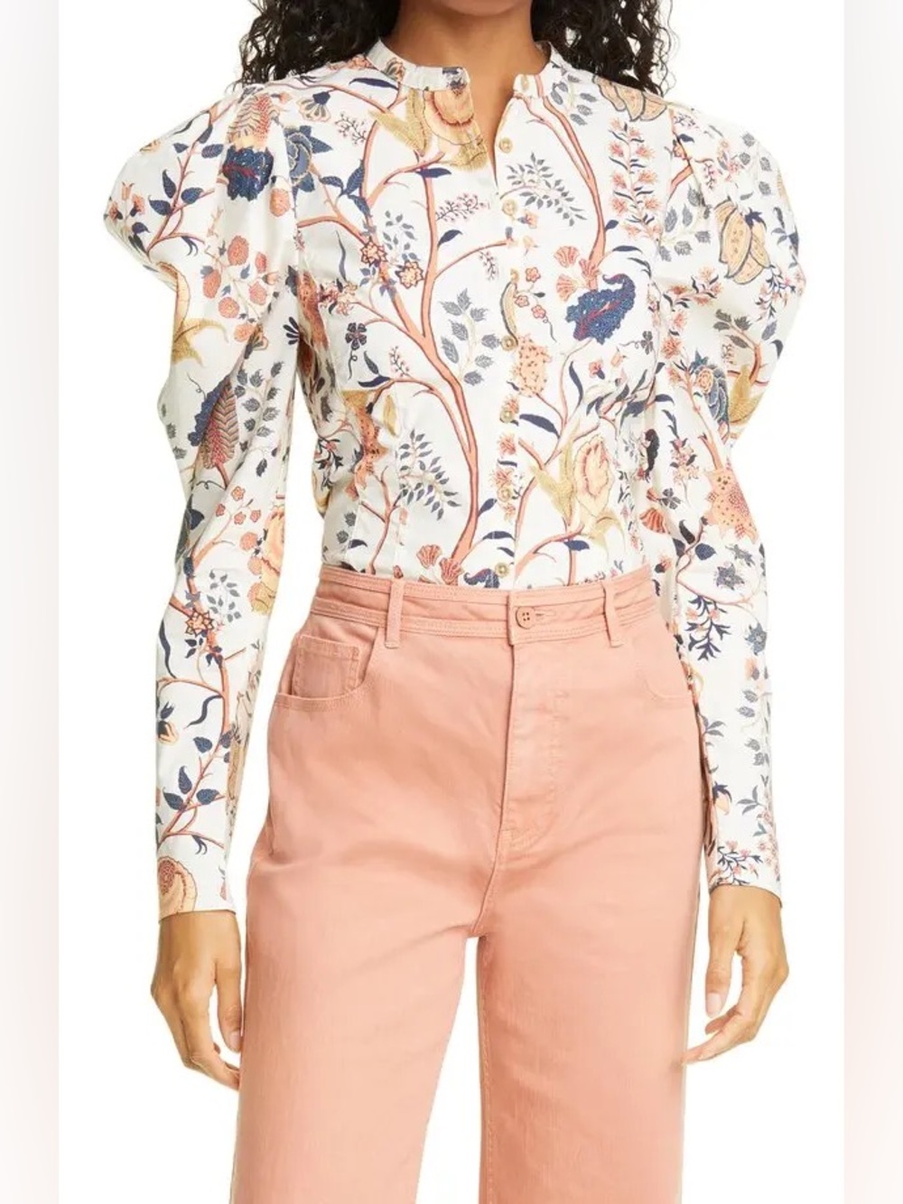Ulla Johnson Harriet Long Sleeve Blouse Top Button Front Daisy Floral 10 $350